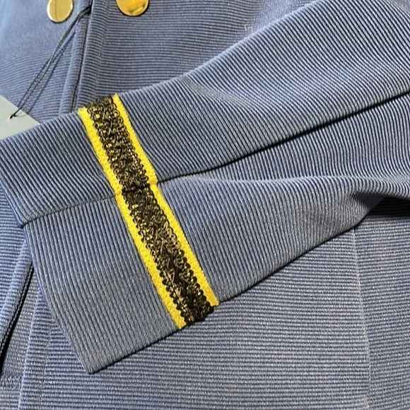 NEW Libby Edelman Captain Jacket Blue Gold Button Long Sleeve Ribbed Medium - Picture 11 of 14